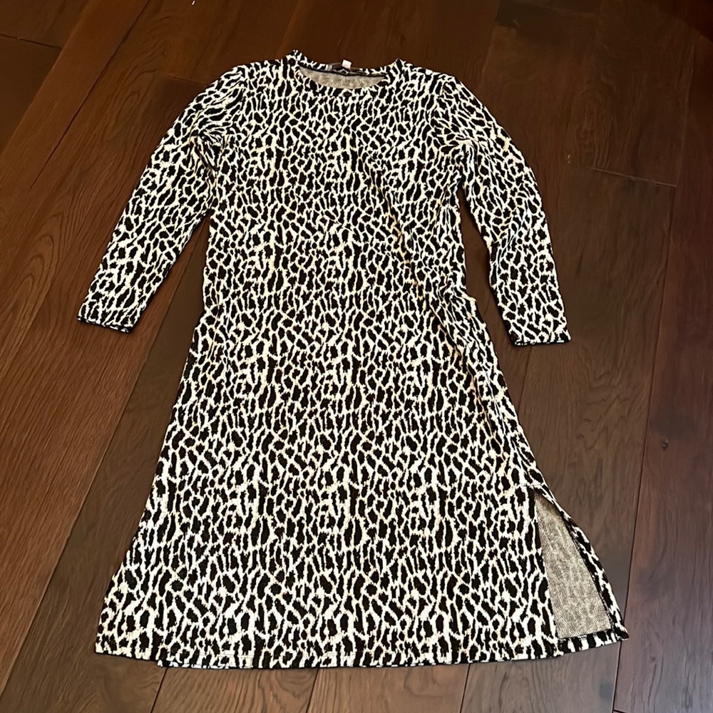 Loft leopard print knit midi dress